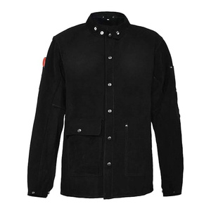 Top-Ranked Unisex Heavy Duty Welding <b>Jacket</b> with Fr Split Cowhide Leather Black Leather <b>Work</b> Safety <b>Jacket</b> Customizable Logo - Product Image 6