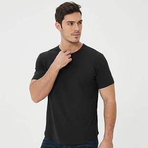 Wholesale High Quality 100% Cotton Plain <b>Black</b> T <b>Shirt</b> <b>Men</b> Breathable <b>Slim</b> <b>Fit</b> Blank Crew Neck Short Sleeve Premium Basic Tee - Product Image 3