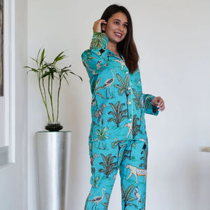 Pijama de algodón para mujer, camisón de verano para la playa, camisón de algodón suave estampado, camisón con botones, camiseta de pijama estampada, pijama largo - Product Image 1