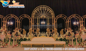 Elegantes paneles de metal dorado para boda musulmana Paneles de fondo de boda marroquí Paneles de fondo de metal de boda encantadores - Product Image 5