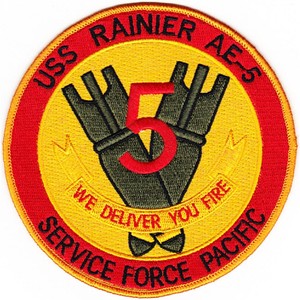 USS Rainier AE-5 Service Force Pacific แผ่นปะติดผ้าแบบวงกลมที่สามารถรีดติดได้ - Product Image 1