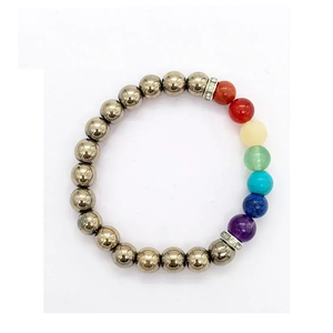 Bracelet Bouddha en pyrite de haute qualité avec perles des sept chakras, cadeau romantique, bijoux de charme tendance pour hommes et femmes, méditation énergétique - Product Image 2