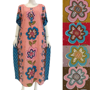 Vestido Kaftán Sencillo para Mujer, Talla Grande, Corte en A, Cuello Redondo, Botones al Frente, Rayón Transpirable, Antiarrugas, Talla Extra Grande - Product Image 1