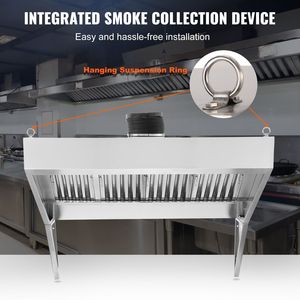 Cappa aspirante commerciale da 9FT in acciaio inossidabile per cucina, a U staccabile, in acciaio 201, per Food Truck e Rimorchi Concessionari - Product Image 5