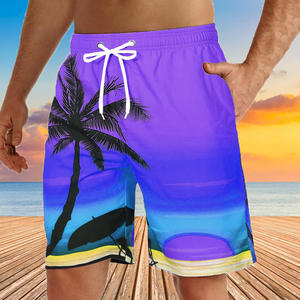 Shorts de Baño para Hombre con Estampado Degradado de Palmeras, Ecológicos, Transpirables, de Secado Rápido, con Cierre de Cordón, Bolsillos y Cintura Baja - Product Image 1