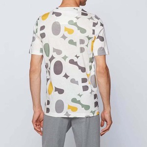 T-shirt à manches courtes pour homme, imprimé avec un motif géométrique, col rond, coupe classique, style décontracté en tricot - Product Image 2
