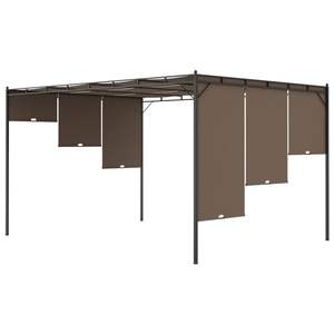 Pergola de jardin taupe 13,1'x9,8'x7,4' avec rideaux latéraux - Product Image 6