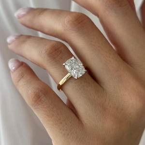 3 Carat Elongated <b>Cushion</b> Lab Grown Diamond Solitaire <b>Ring</b> , Two Tone White Prongs 2.5MM Engagement <b>Ring</b>, IGI Certified - Product Image 1