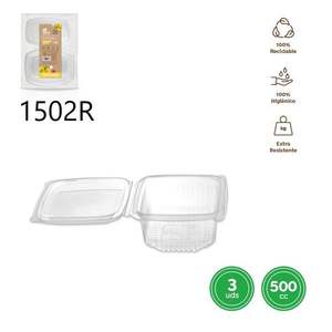 Contenedor de Almacenamiento de Alimentos Apilable Reutilizable Tapabibag de Plástico Transparente Rectangular Desechable de 500 CC para Viajes - Product Image 1