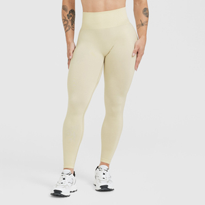 Wholesales Mid Waist Scrunch Butt Lift Workout Solid Color Tight Yoga Pants <b>Booty</b> Sport Seamless Knitted Breathable Lightweight - Product Image 1