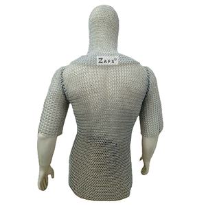 Haubert médiéval en aluminium avec capuche, mailles annelées de 10 mm, léger, pour reconstitutions historiques et costumes de cosplay - Product Image 6