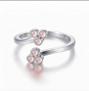 Rhaya Jewels 925 Sterling <b>Silver</b> Rhodium-Plated Bezel Setting Unisex Cut Open Rose Quartz <b>Solitaire</b> Engagement Wedding <b>Ring</b> - Product Image 1