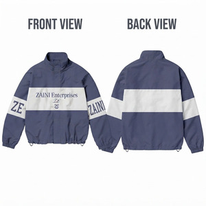 Chaqueta Cortavientos Impermeable de Lona de Poliéster Premium de 110 GSM, Panel en Contraste, Logotipo Personalizado, Ropa Deportiva Ligera para Exteriores, Informal - Product Image 1