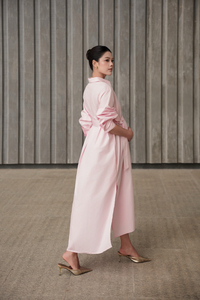 Vestido Camisero Midi Informal de Oficina, Manga Larga, Minimalista, Popelina 100% Algodón, Prelavado con Enzimas, Maternidad, Cierre de Botones, Verano - Product Image 6