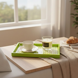 Bandeja de tocador de lujo lacada - Organizador de madera impermeable para baño y dormitorio - Patrón artístico de carpa Koi - Product Image 1