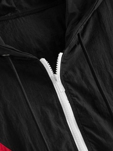 Chaqueta Cortavientos con Capucha y Cordón Ajustable para Mujer, Diseño Color Block, Talla Grande, Verano, Impermeable, Resistente al Viento, Poliéster - Product Image 3