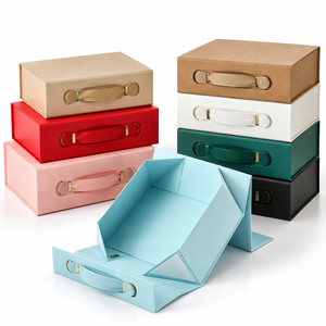 Boîte cadeau pliante de luxe avec poignée en ruban, emballage rigide en papier, boîte cadeau personnalisée pour bijoux, vêtements, mariage et articles de luxe - Product Image 6