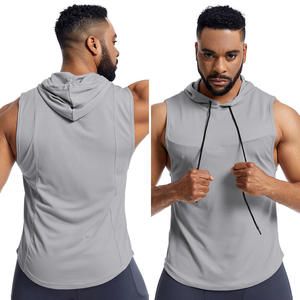 Men Summer Casual Sleeveless Hooded Lightweight Jersey Fabric Gym <b>Workout</b> <b>Hoodie</b> Fitness Sports Wear Breathable Training Running - Product Image 4