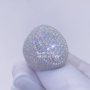 Moissanite Diamond <b>Ring</b> 925 <b>Silver</b> Iced Out Dome Design Luxury Sparkling <b>Statement</b> <b>Ring</b> for Men Women Wedding Gift - Product Image 1