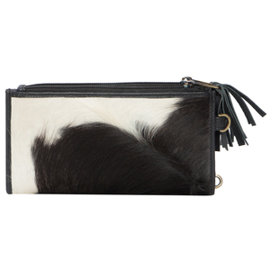Women's Long Genuine Leather Cowhide <b>Wallet</b> With <b>Zipper</b> Closure Tassel Decoration Bohemian Style Animal Print Daily Use - Product Image 1