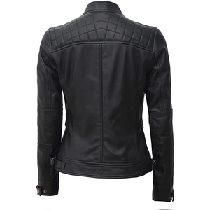 Chaqueta de Motociclista para Mujer, Estilo Bomber, Ecológica, de Cuero Genuino de Oveja, Impermeable, con Cierre de Cremallera, Lista para el Invierno - Product Image 6