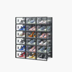 Set di 18 Scatole Impilabili in Plastica a Rete per Scarpe (33x23x14cm) - Organizzatore Funzionale per Soggiorno - Product Image 2