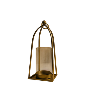 Geometric <b>Brass</b> Candle <b>Lantern</b> with Clear Glass Panels Heat Resistant Home Decoration Metal Glass Votives Candle Holder - Product Image 3