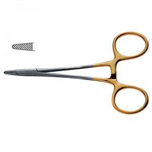 Porte-aiguille en carbure de tungstène (12 cm) TC, manuel, à pointe fine, manche doré, outil chirurgical de haute précision pour la chirurgie ophtalmique - Product Image 5