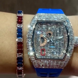 Montre de luxe unisexe automatique mécanique en acier inoxydable or blanc, sertie de diamants Moissanite VVS de qualité supérieure, résistante à l'eau, nouvelle collection - Product Image 1