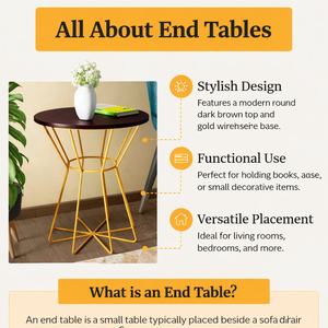 Mesa auxiliar redonda creativa moderna para el hogar, muebles decorativos de metal de hierro dorado Simple para apartamento pequeño, balcón, sala de estar - Product Image 6