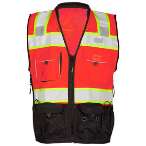 Gilet de sécurité industriel personnalisable 100% polyester, haute visibilité, classe 2 ANSI, imperméable, avec poches réfléchissantes LED - Product Image 2