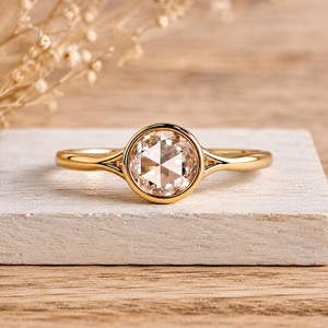 Bague de mariage solitaire en or massif 10K 14K 18K avec diamant de laboratoire taille rose, couleur DEF, clarté VS VVS, certifié IGI, vente en gros - Product Image 5