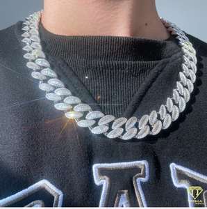 Nouveauté en promotion : Chaîne de luxe en argent sterling 925 avec diamants moissanite taille baguette de 18 mm, style hip-hop, disponible - Product Image 2
