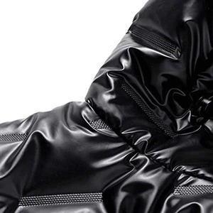 Men's Black <b>Hooded</b> Puffer Jacket Zipper Closure Wind Resistant Thick Polyester Filled Winter <b>Coat</b> Regular Fit - Product Image 2