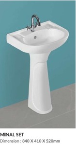 WASH <b>BASIN</b> WITH PADESTAL 840X410X520mm SIZE DIFFERENT SIZE - Product Image 3