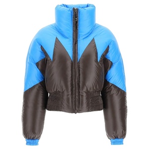 Color Blocked <b>Quilted</b> <b>Jacket</b> Women's Winter Stand Collar Zipper Closure Thick Polyester Wadding Solid <b>Pattern</b> - Product Image 4