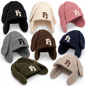 High Quality Ear Cover Knit Beanies Women's Cuffed <b>Winter</b> <b>Cap</b> Custom Logo Thick Ribbed Warm Hats Wholesale B2B Supplier USA - Product Image 6
