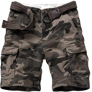 Shorts cargo camouflage pour homme, 100% coton toile respirant, taille mi-haute avec poches, style décontracté Bermuda - Product Image 1