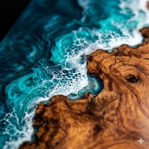 Ocean Wave Resin Wood Handmade Coastal Keepsake Cremation Urn Eco-Friendly Durable - Product Image 4
