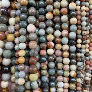 Natural Picture Jasper Smooth Gemstone Beads 15 Inch Strand Loose IGI Certified Multi Color Jewelry Making Wholesale Supplier - Product Image 3