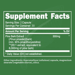 Extrato de Casca de Pinheiro OEM/ODM 6000mg Equivalente, Padrãoizado para Contém 95% de Proantocianidinas - Product Image 3