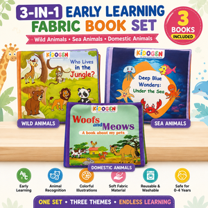 คิโดเจน หนังสือภาพผ้าเนื้อนุ่ม 3-in-1 รูปสัตว์ทะเลและสัตว์บ้าน สำหรับเด็กอายุ 0-4 ปี - Product Image 1