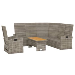 3-Piece Gray Poly <b>Rattan</b> Patio Lounge Set with <b>Cushions</b> Garden Sets - Product Image 4