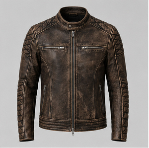 Vintage Cafe <b>Racer</b> Leather <b>Jacket</b> Urban Style Men's Vintage Cafe <b>Racer</b> Leather <b>Jacket</b> Available In All Colors & Design - Product Image 6