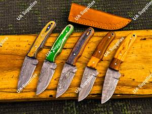 Couteau de chasse en acier Damas à prix de gros, manche en bois, lame à pointe tombante, bord droit, non réglable, couteaux DIY - Product Image 5