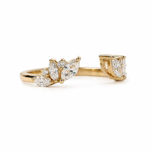 14K Solid Gold Lab Diamond <b>Ring</b> Open Adjustable Marquise Wedding Band Women's Cuff <b>Ring</b> <b>Stacking</b> Matching Band Enhancer <b>Ring</b> - Product Image 4