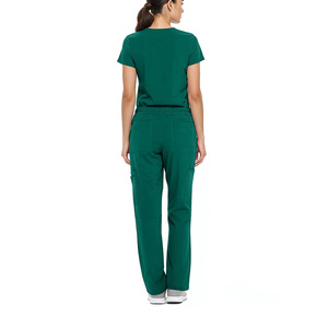 Women's Green <b>Scrub</b> Set V-Neck Top With Pockets And Drawstring Pants Hospital <b>Uniform</b> Medical Workwear - Product Image 3