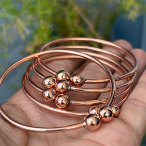 Bold Copper Fashion Bangles for Men & Women Accessory for Classic Outfit Styling Rose Gold Plated Copper Alloy Bangles With <b>Ball</b> - Product Image 6
