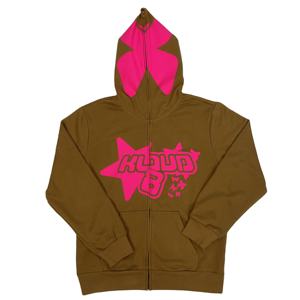 เสื้อฮู้ดผ้าคอตตอน100% สำหรับผู้ชายเสื้อฮู้ดแบบรูดซิปหนาทรงโอเวอร์ไซส์ออกแบบได้ตามต้องการ - Product Image 1