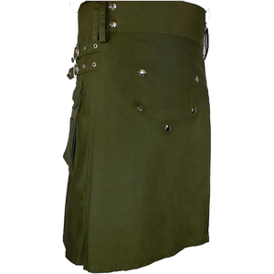 Nouveau modèle 2026 : Kilt utilitaire robuste en jean de coton pour homme, avec surpiqûres renforcées et fermeture à boutons-pression ajustable - Product Image 2